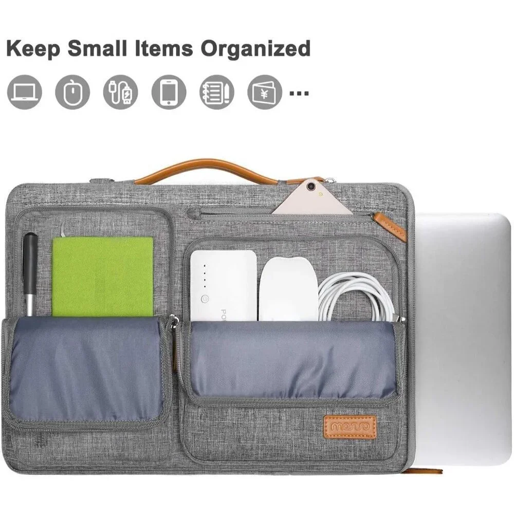 ✨Men Grey Shoulder Bag Computer Bag Compatible with MacBook Messenger Bag